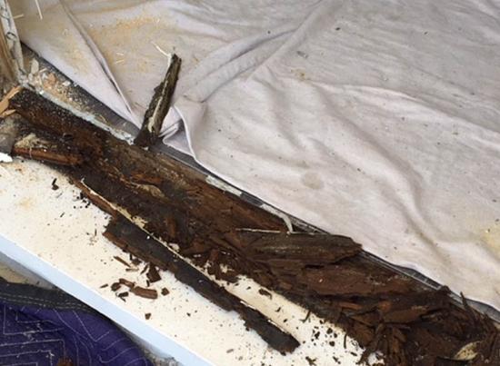 wood rot from old sliding glass doors