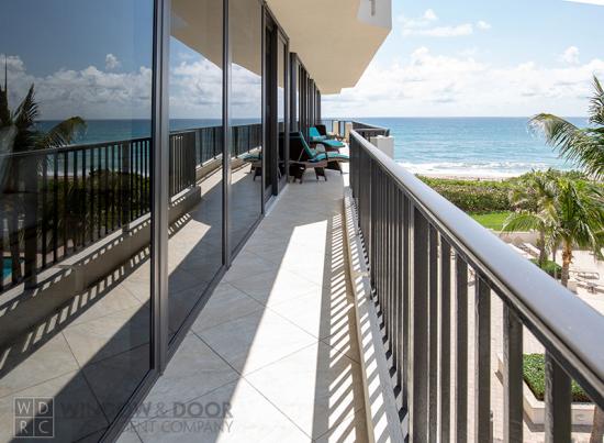 exterior view of windows and doors in oceanfront condo
