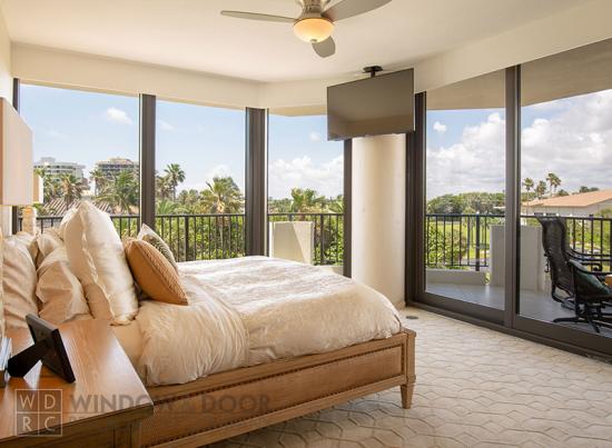 Bronze impact sliding glass doors