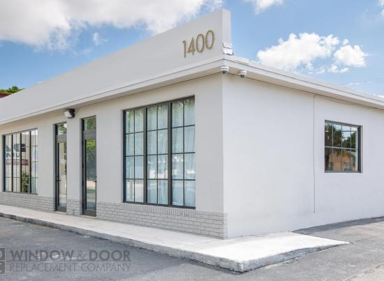 commercial storefront with new windows and doors
