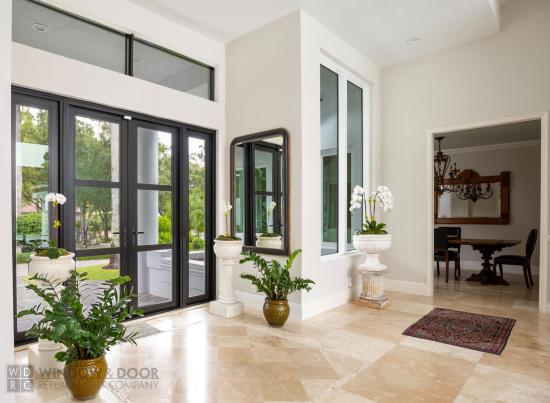 black aluminum entry door