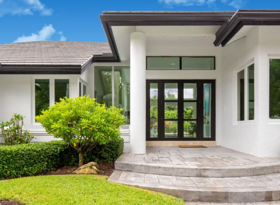 aluminum impact entry door in a single family home 