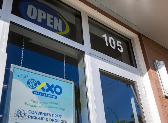 transom windows and commercial storefront door
